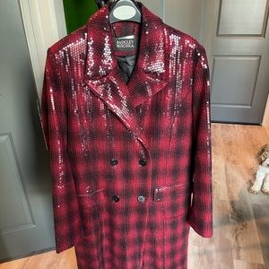Red Sequin Badgley Mischka overcoat